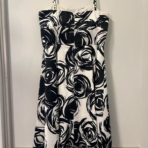 Elegant Black and White Floral Dress